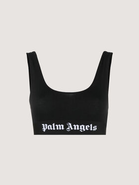 PALM ANGELS Classic Logo Sports Bra BLACK WHITE PWUB002C99FAB001