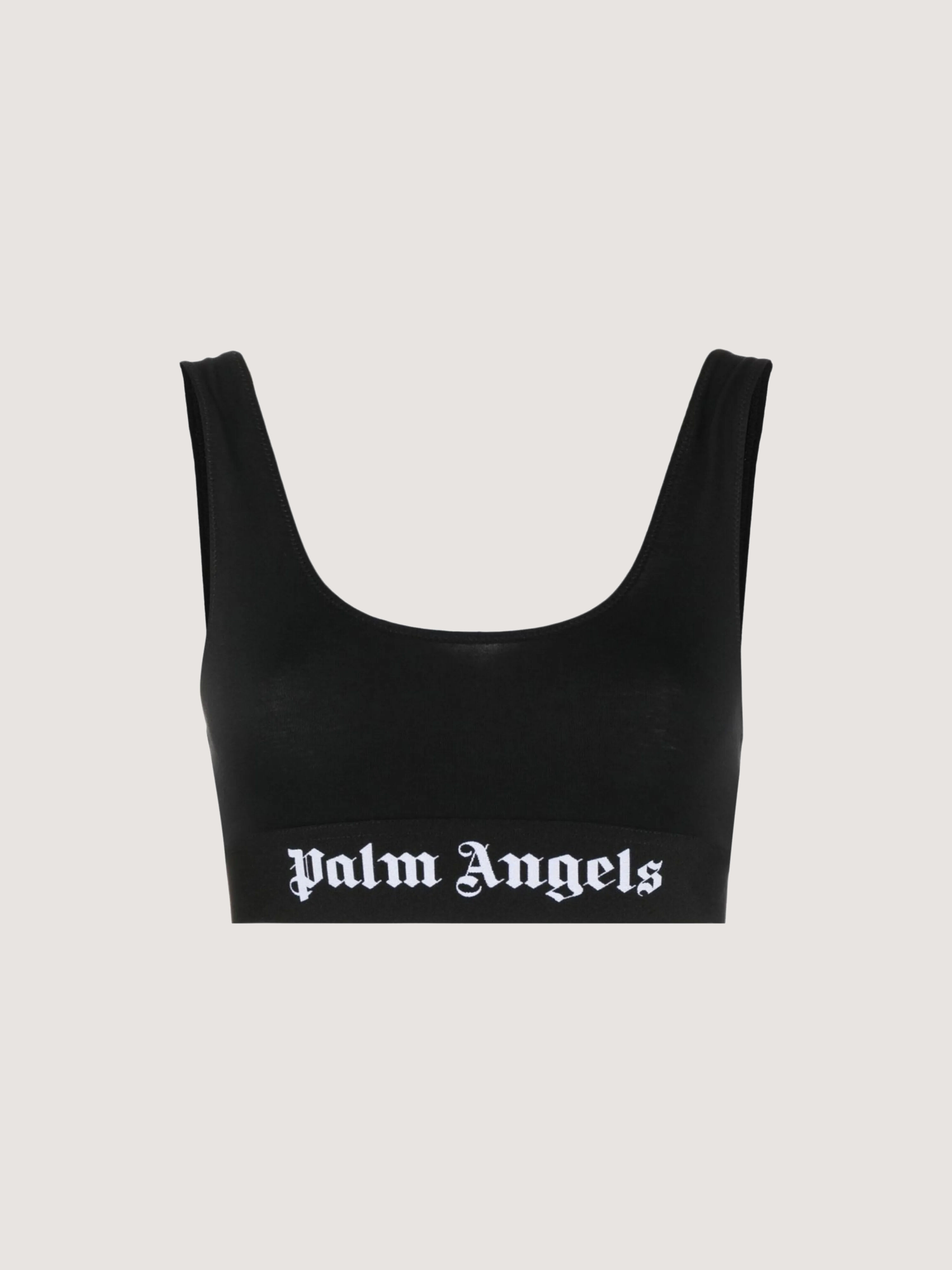 PALM ANGELS Classic Logo Sports Bra BLACK WHITE PWUB002C99FAB001