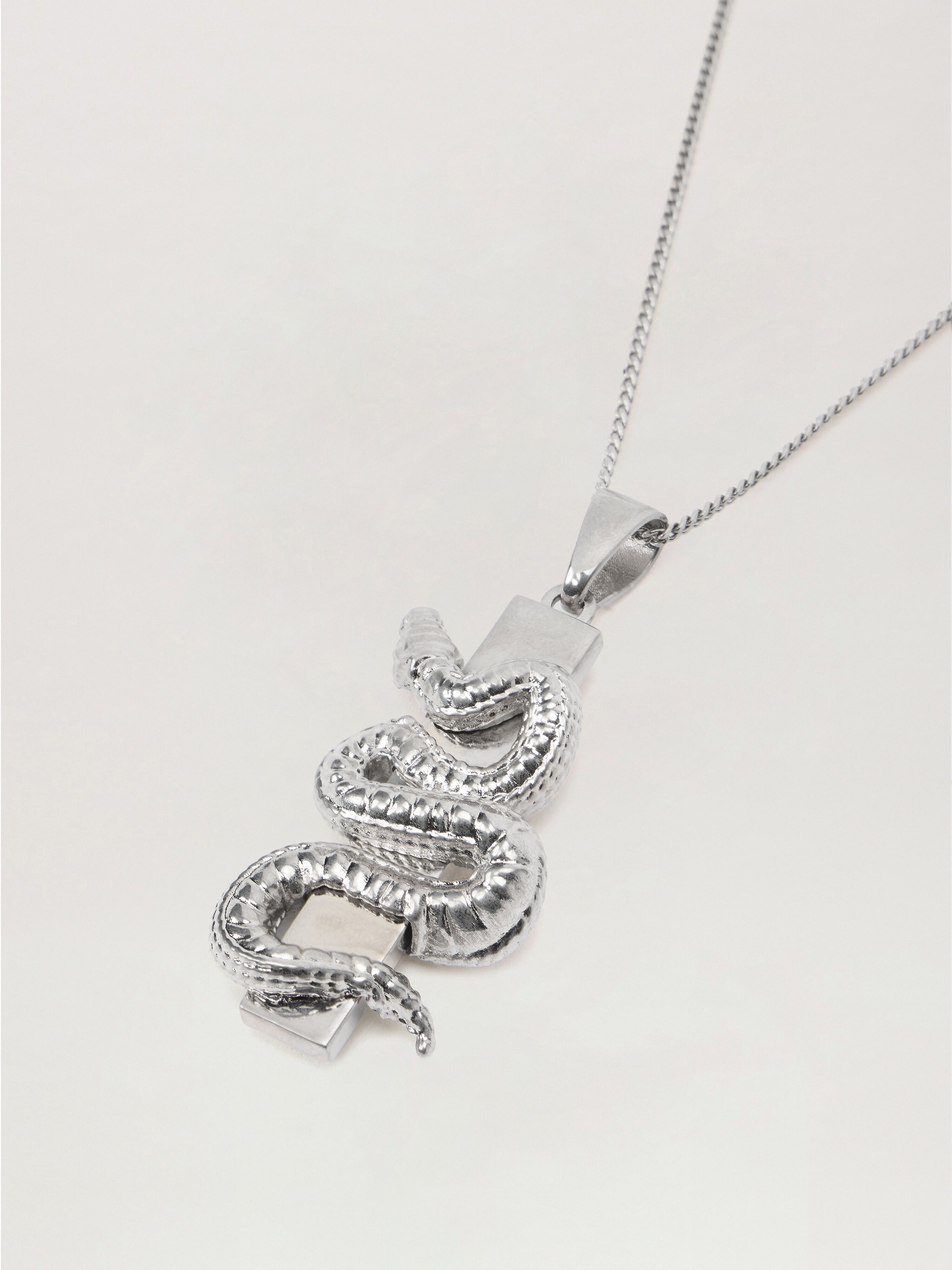 PALM ANGELS Snake Box Logo Necklace SILVER - SILVER PMOB12GF25MAT001