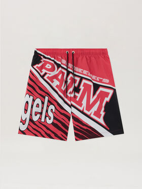 PALM ANGELS Racing Swimshorts RED BLACK PMFD01BS26FAB001