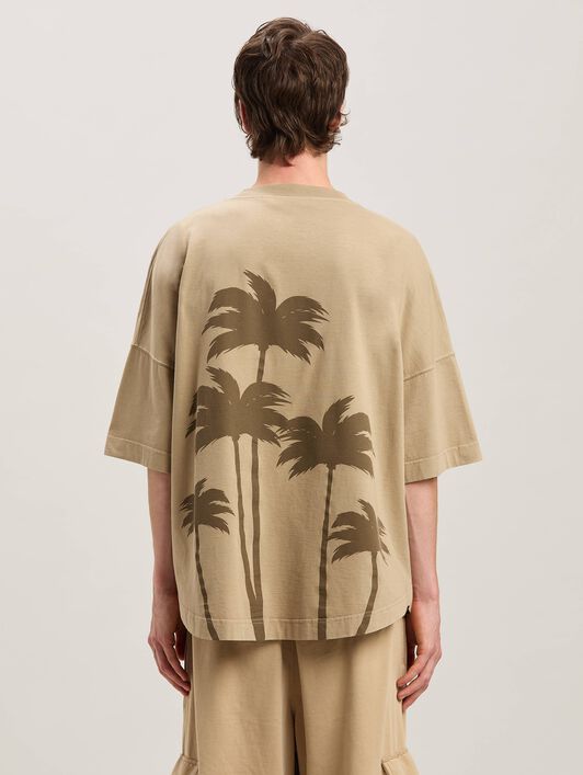 PALM ANGELS  Palmen Over T-Shirt BEIGE - BEIGE PMAA002S25JER004