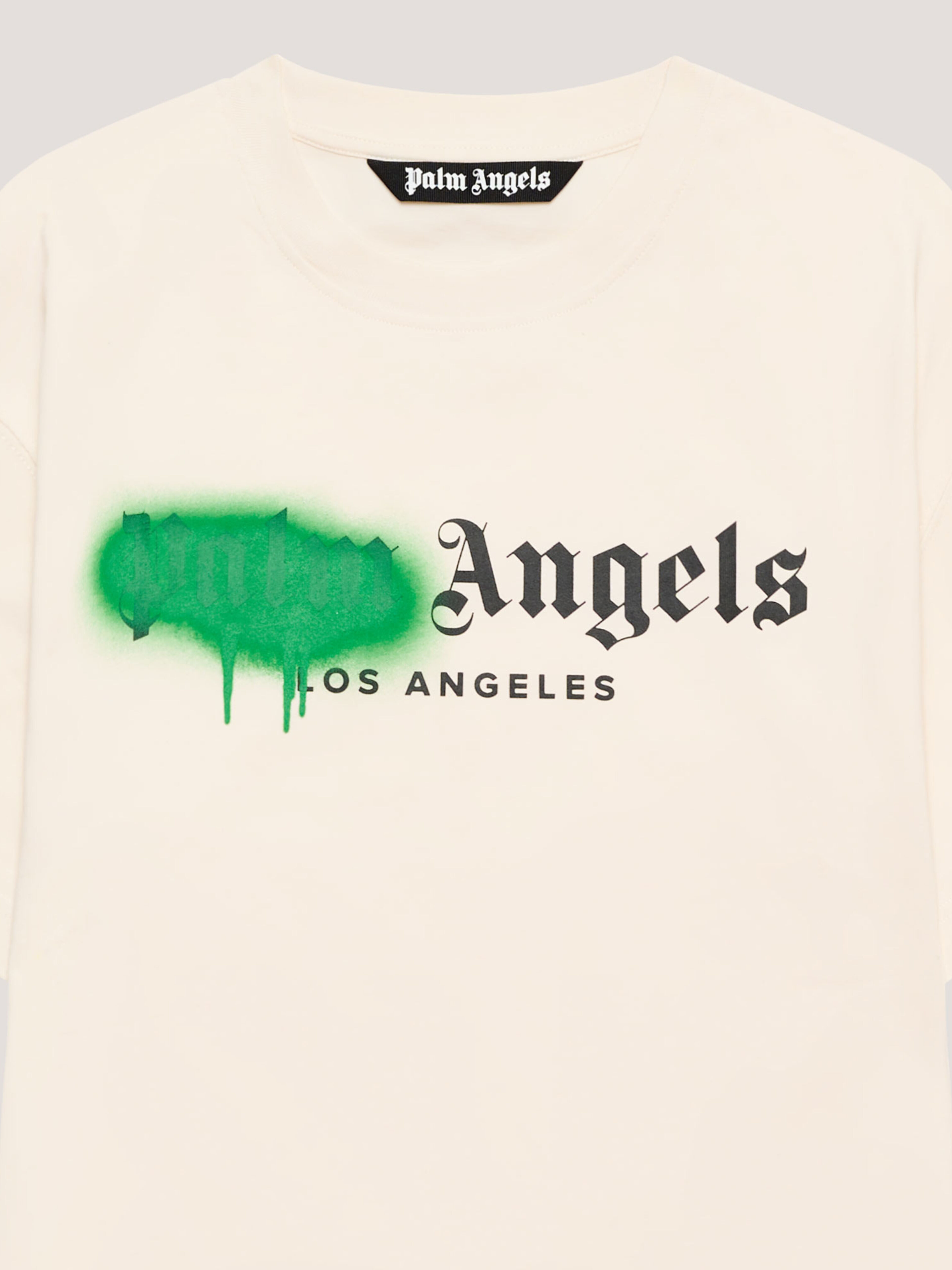 PALM ANGELS Spray City Los Angeles T-Shirt OFF White/Green PMAA109T26JER001