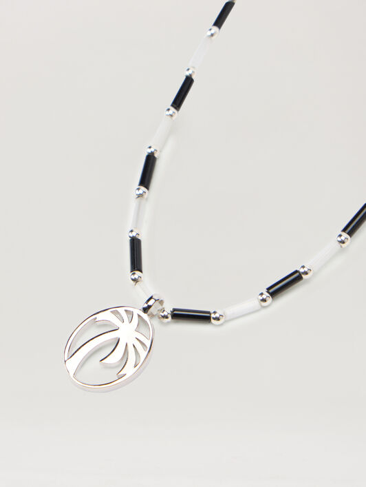 Oval Beads Necklace PALM ANGELS Oval Beads Necklace BLACK - WHITE PMOB12IF25MAT001