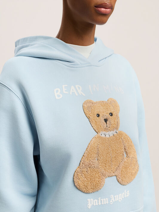Bear In Mind Fitted Hoody PALM ANGELS Bear In Mind Fitted Hoody BABY BLUE - BROWN PWBB069F25FLE002