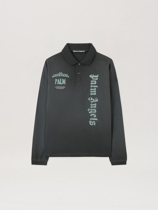 PALM ANGELS Pa Dollar Polo L/S VINTAGE BLACK - LIGHT GREY PMGC01CF25JER001
