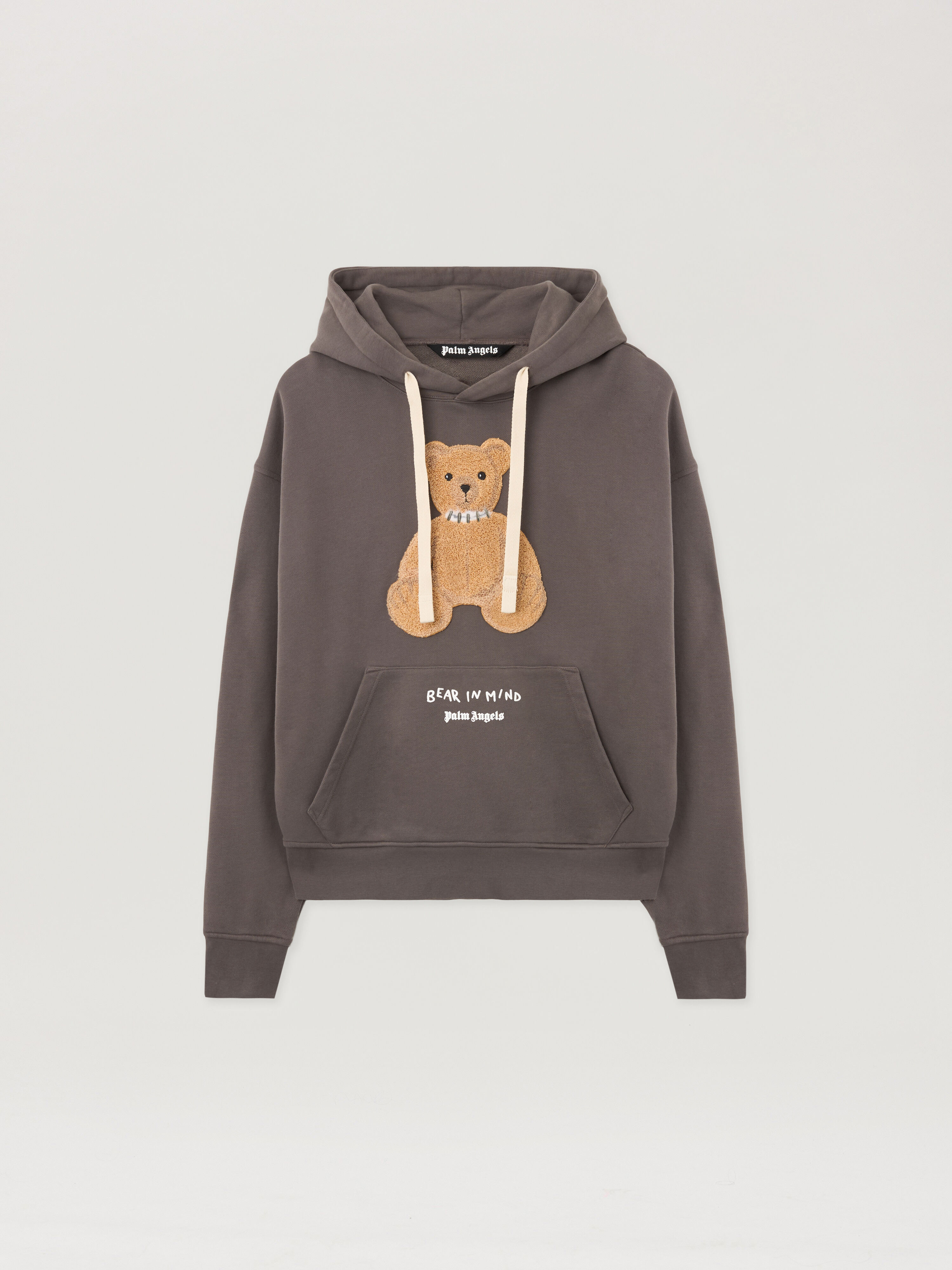 PALM ANGELS Bear In Mind Hoodie DARK GREY - BROWN PMBB17DF25FLE004