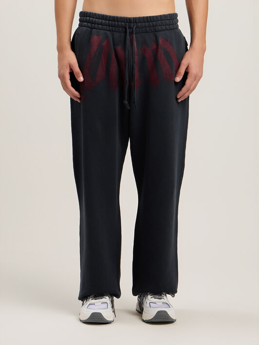 PALM ANGELS Big Waist Logo Sweatpants BLACK BURGUNDY PMCH025S26FLE003