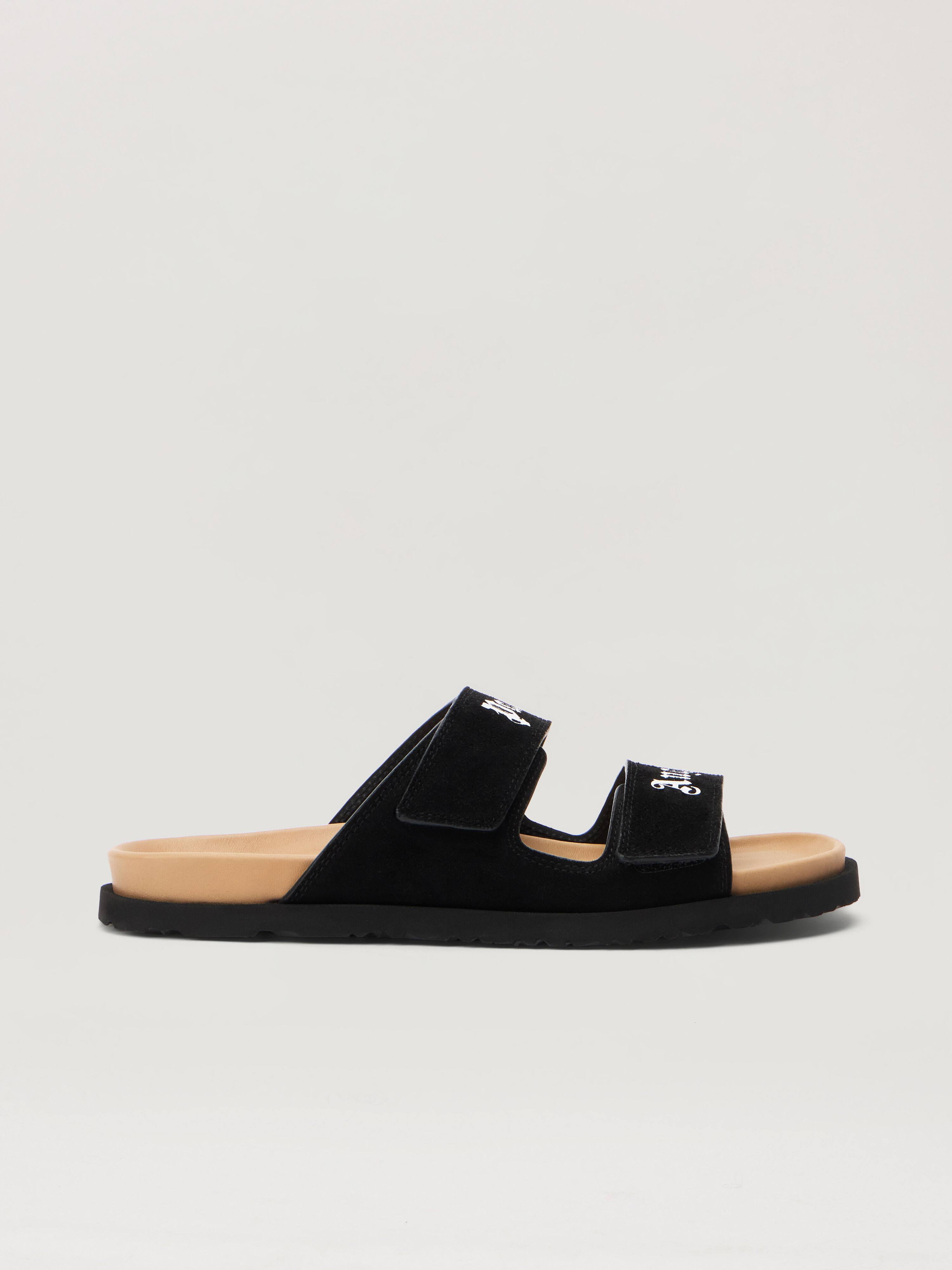 PALM ANGELS Logo Suede Sandals BLACK/CAMEL PMIH01AF25LEA001