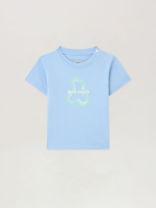 PALM ANGELS Spray Bear T-Shirt CELESTE/LIGHT BLUE PBXB001S26JER001