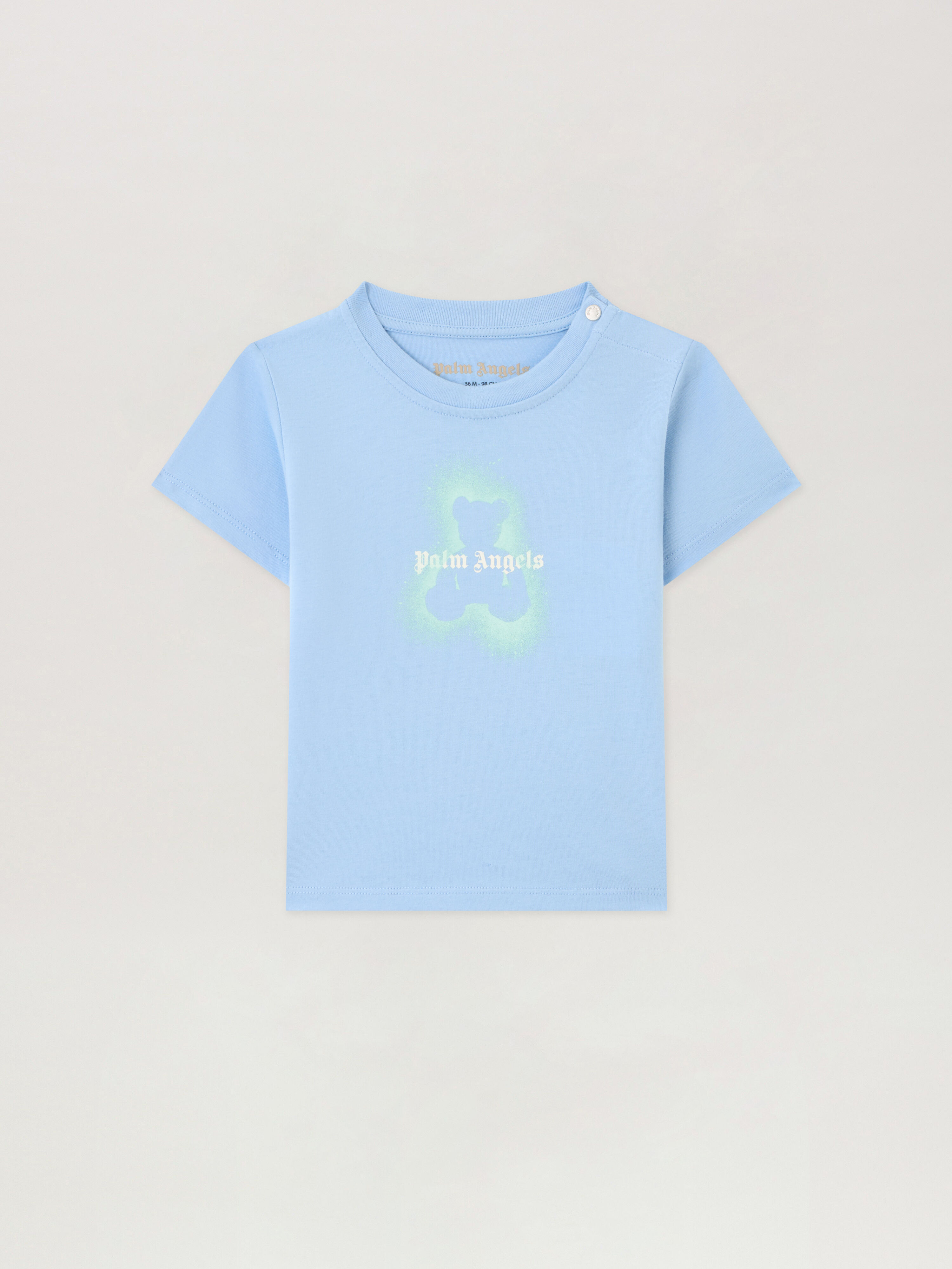 PALM ANGELS Spray Bear T-Shirt CELESTE/LIGHT BLUE PBXB001S26JER001