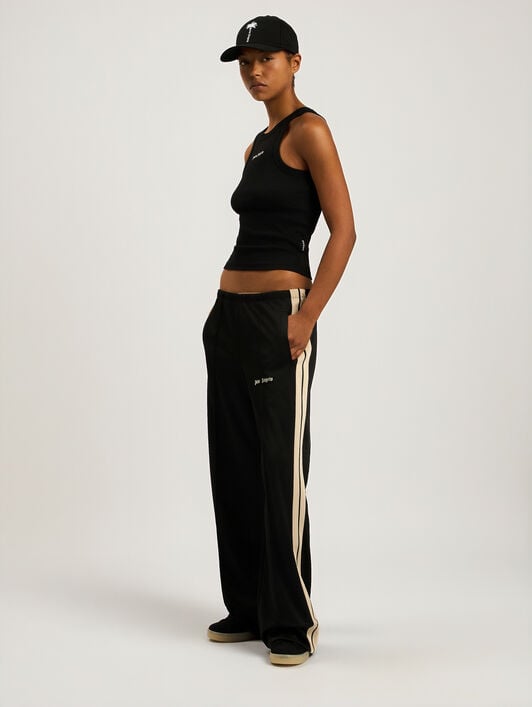 PALM ANGELS Classic Logo Loose Track Pants BLACK - OFF WHITE PAWCJ05F26FB01