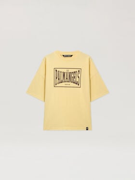PALM ANGELS Vintage Box Logo Loose T-Shirt LIGHT YELLOW - BROWN PAMAA03F26JR04