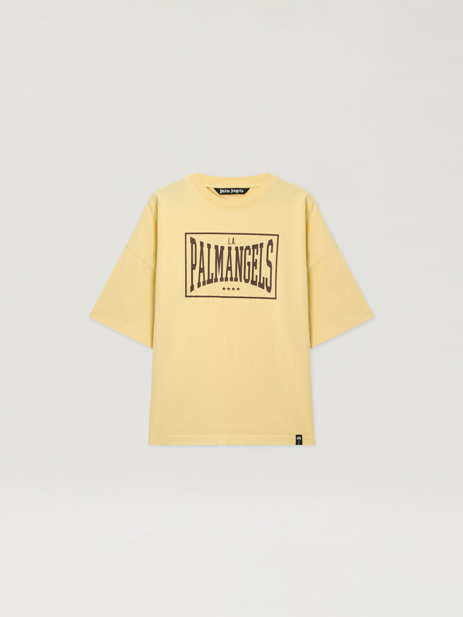PALM ANGELS Vintage Box Logo Loose T-Shirt LIGHT YELLOW - BROWN PAMAA03F26JR04