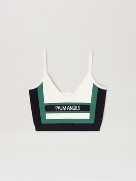 PALM ANGELS  Racing Tank top BLACK - OFF WHITE PWCH025S25FLE002