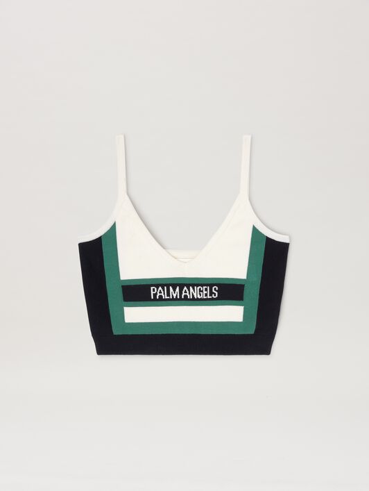 PALM ANGELS  Racing Tank top NAVY BLUE - OFF WHITE PWHT027S25KNI001