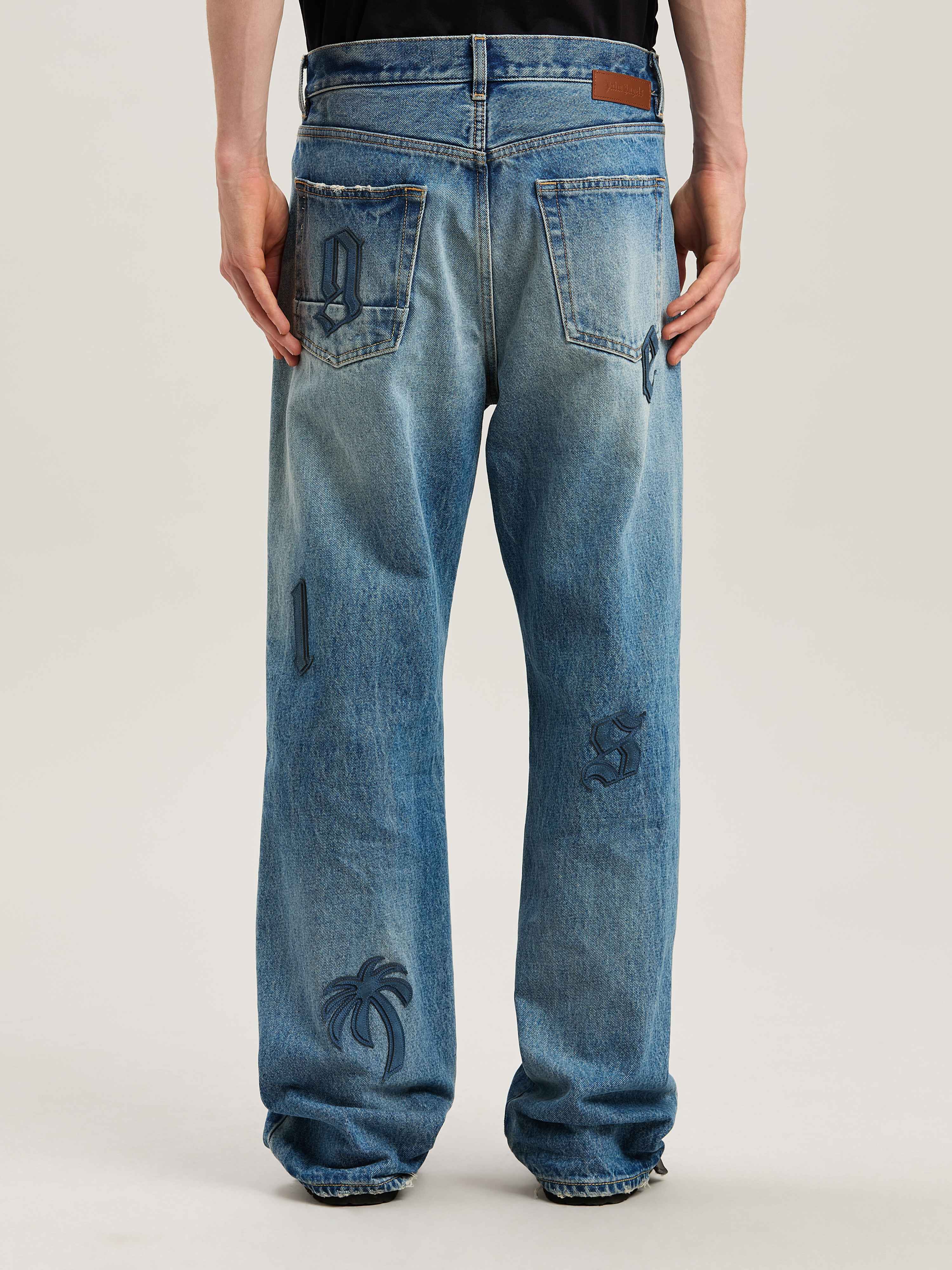 PALM ANGELS  Logo Patch denim pants LIGHT BLUE - LIGHT BLUE PMYA041S25DEN006