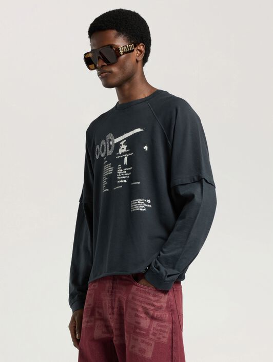 PALM ANGELS Neon Boulevard Double Layer Long Sleeve Top ANTHRACITE - MULTICOLOR PAMAB03W26JR02