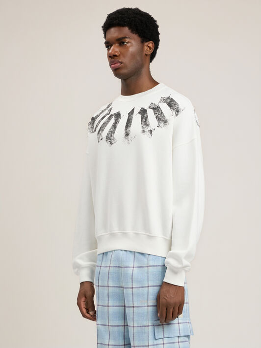 PALM ANGELS Big Neck Logo Loose Sweatshirt OFF WHITE BLACK PMBA08JS26FLE001