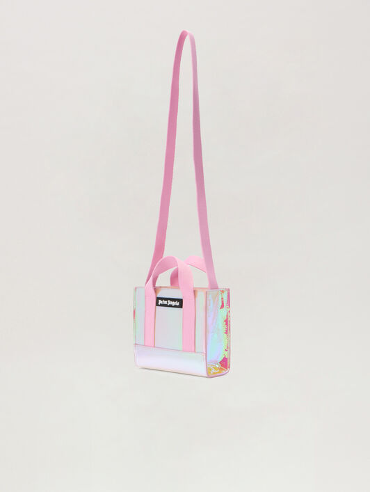 PALM ANGELS Palm Angels Shiny Mini Tote PEARL ROSE BLACK PGNA003F25FAB001