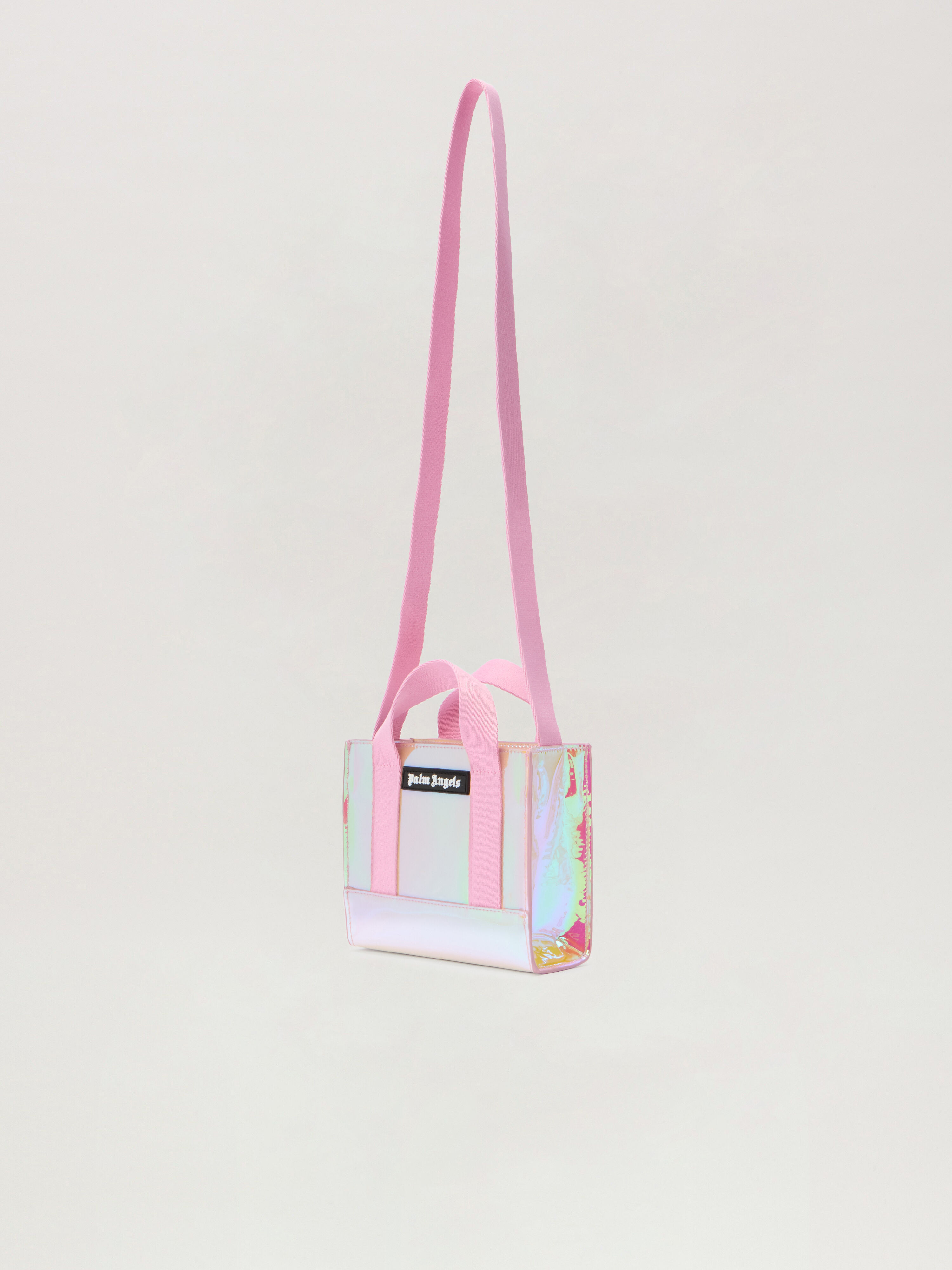PALM ANGELS Palm Angels Shiny Mini Tote PEARL ROSE BLACK PGNA003F25FAB001