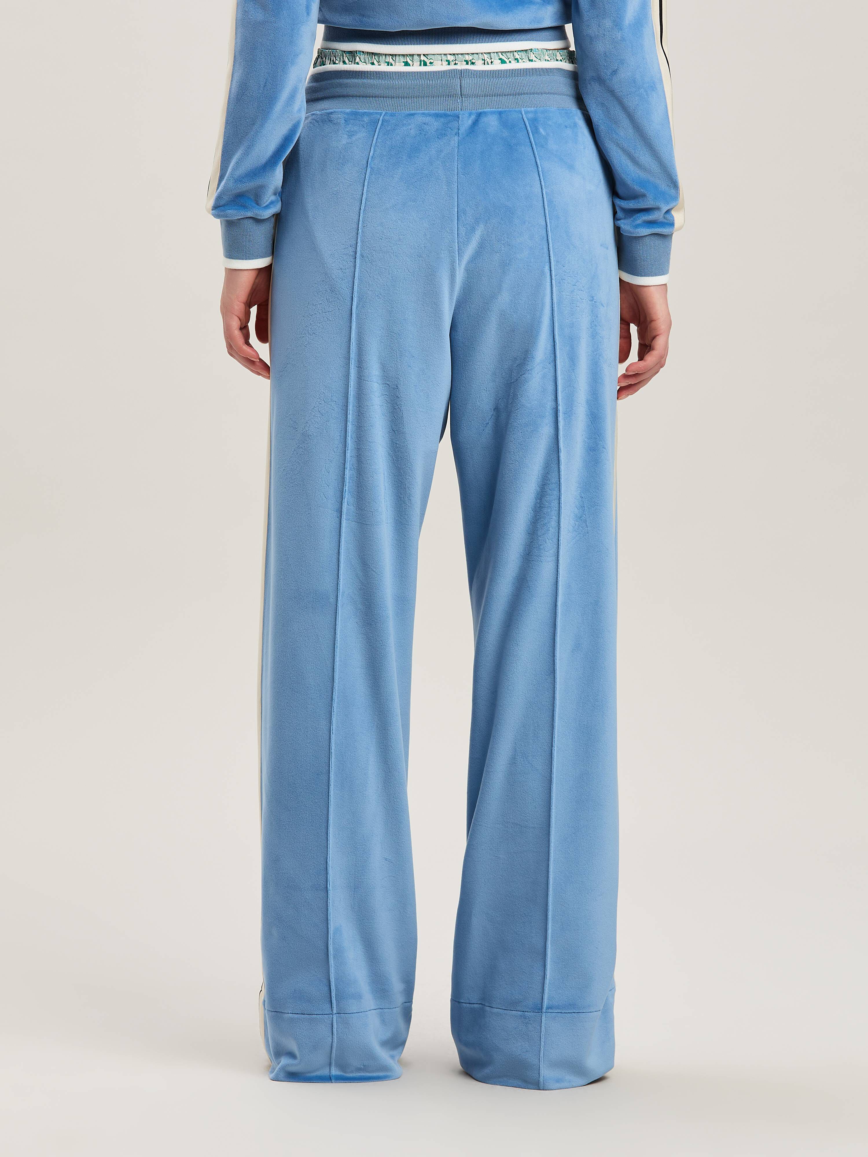 PALM ANGELS  Oval Palm Chenille Track Pants LIGHT BLUE - OFF WHITE PWCJ033S25FAB001