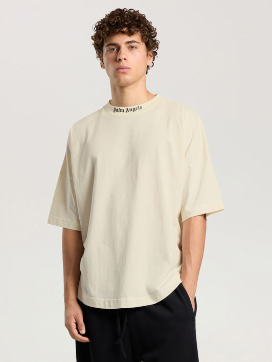 PALM ANGELS T-Shirt Oversize Con Logo Classico OFF WHITE - BLACK PAMAA05F26JR02