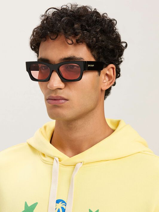 PALM ANGELS  Boodie sunglasses BLACK - PEACH ORANGE PERI089C99PLA001