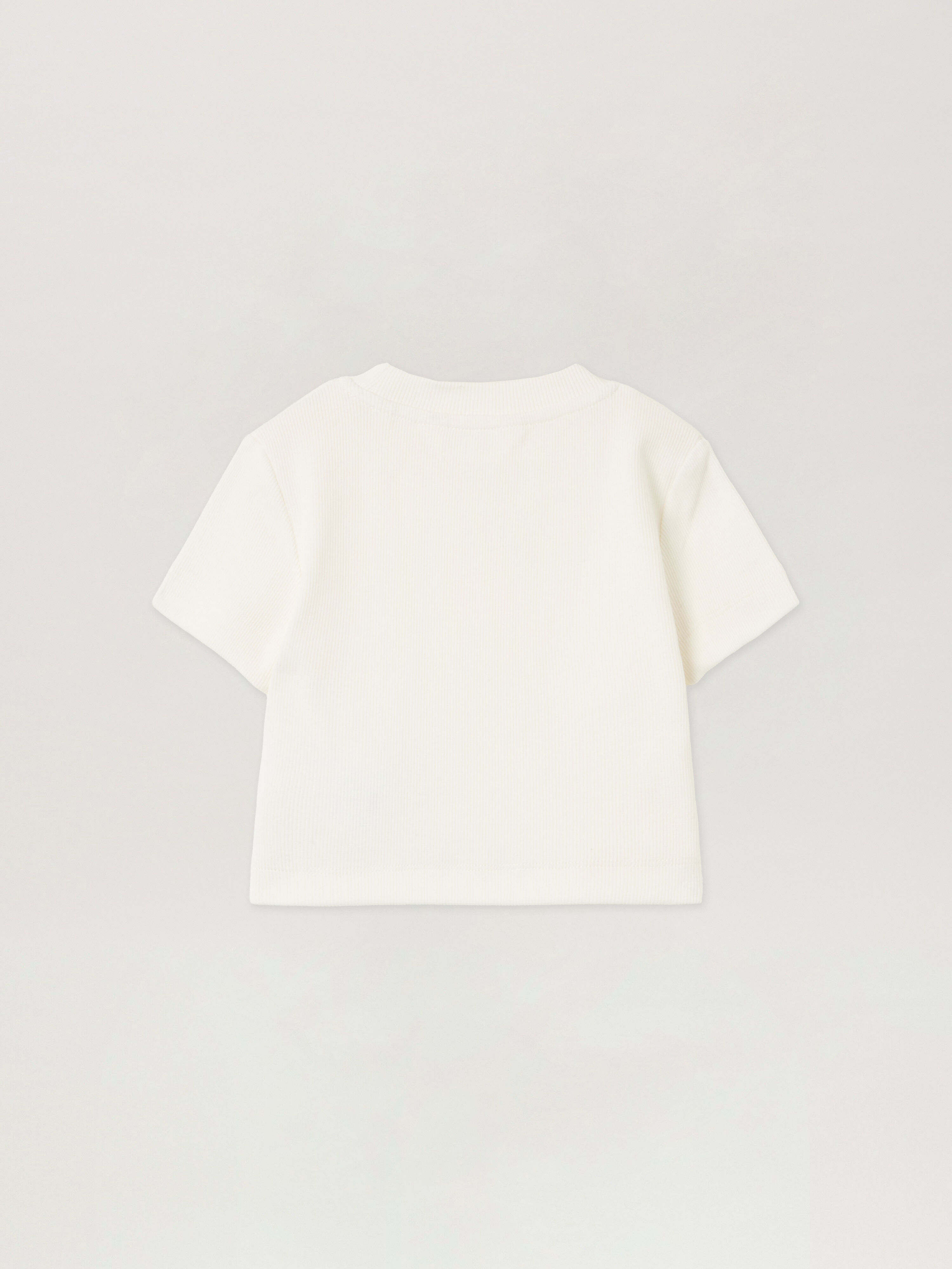 PALM ANGELS Logo Rib Baby Tee S/S OFF WHITE - BLACK PGAA017F25JER001