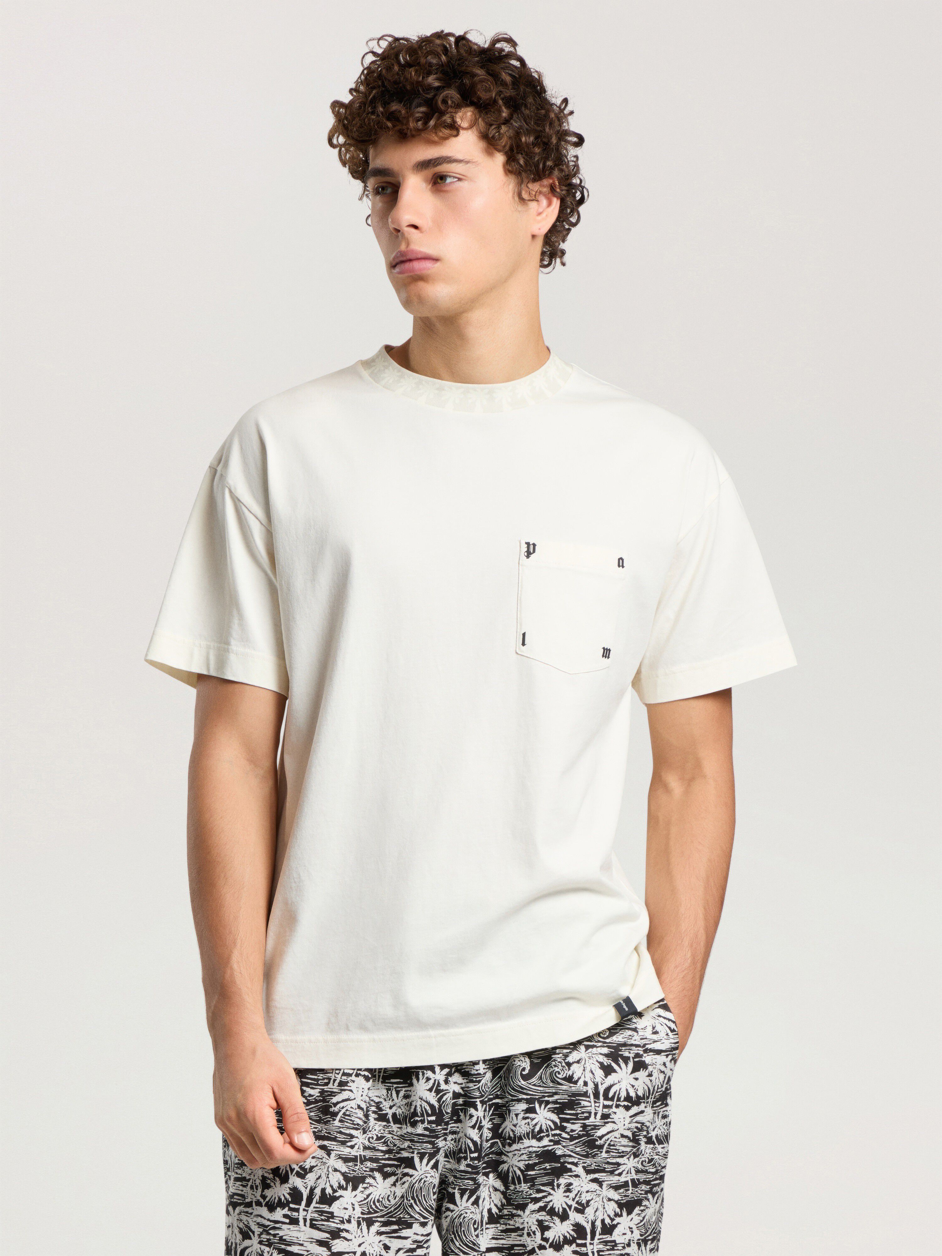 Palm Rib Regular T-Shirt PALM ANGELS Palm Rib Regular T-Shirt OFF WHITE - LIGHT GREY PAMAA08F26JR01