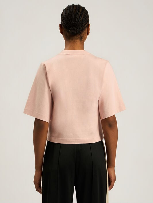 PALM ANGELS Palm Distorted Boxy T-Shirt ROSE PINK - BRICK RED PAWAA03F26JR07