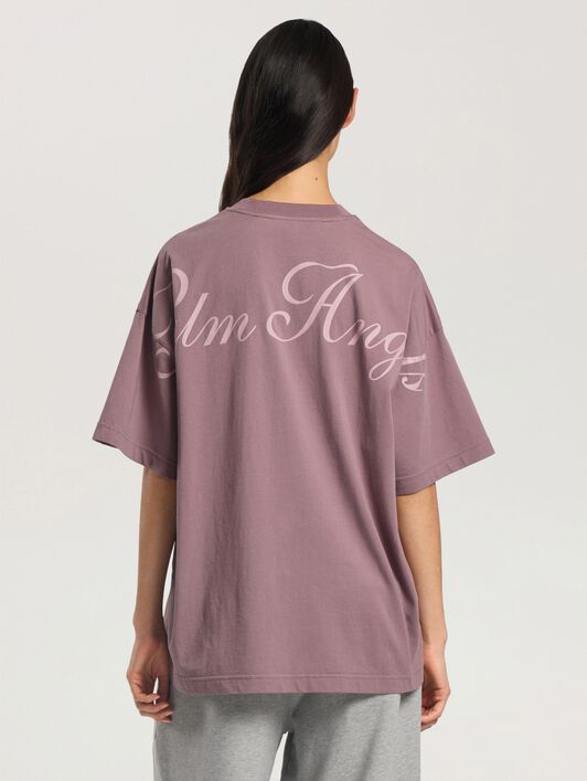 PALM ANGELS Palm Sway Loose T-Shirt MAUVE - OFF WHITE PAWAA05F26JR01
