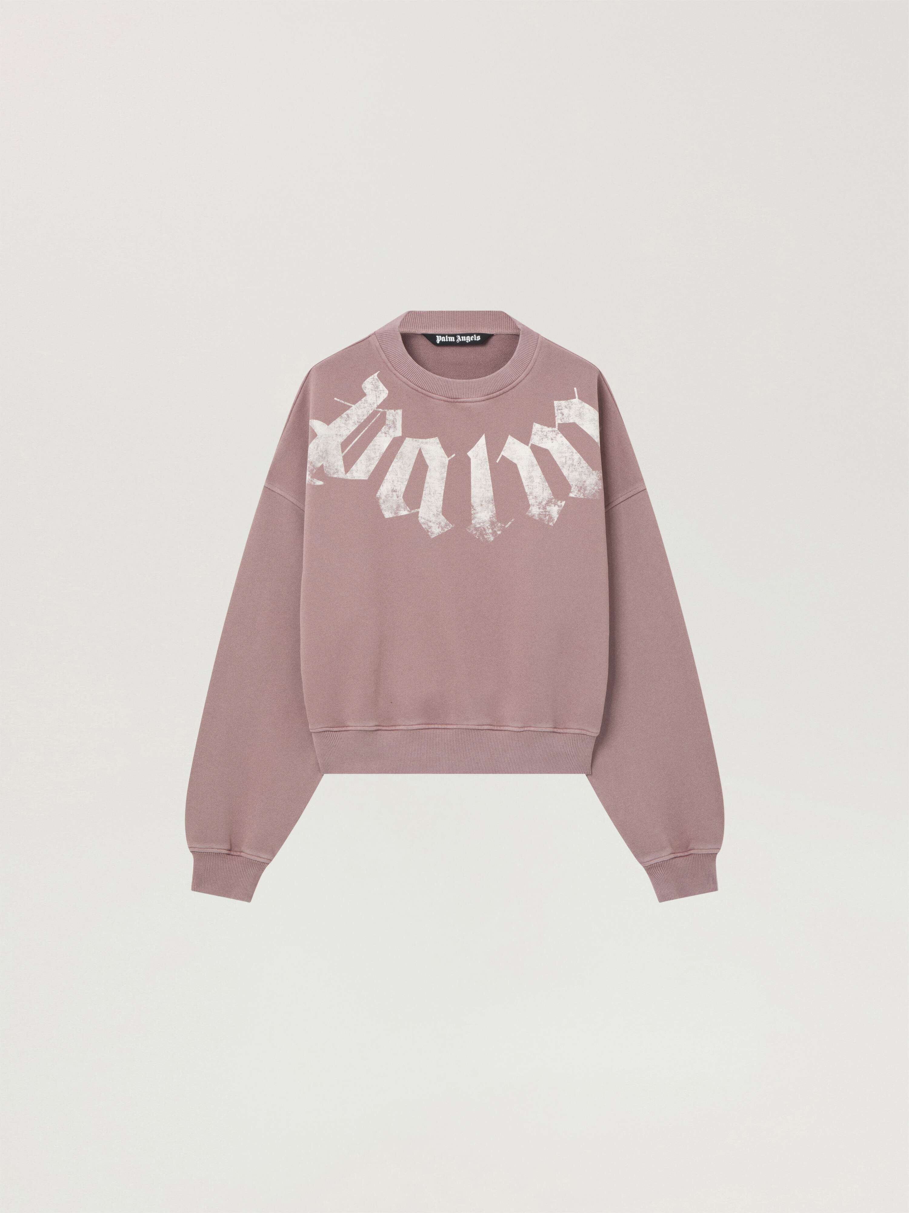 Big Neck Logo Loose Sweatshirt PALM ANGELS Big Neck Logo Loose Sweatshirt MAUVE - OFF WHITE PAMBA04F26FL01