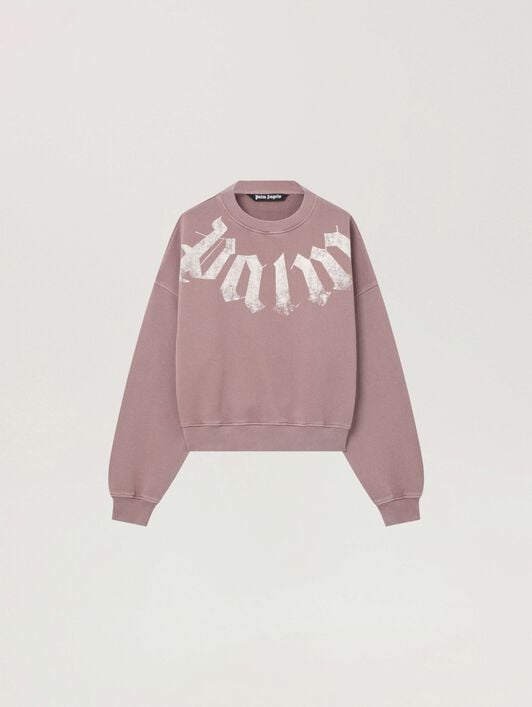 Big Neck Logo Loose Sweatshirt PALM ANGELS Big Neck Logo Loose Sweatshirt MAUVE - OFF WHITE PAMBA04F26FL01