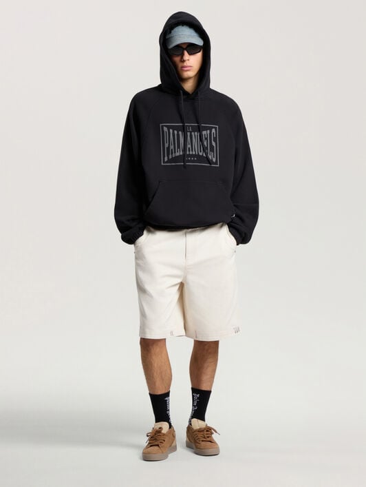 PALM ANGELS Vintage Box Logo Loose Hoodie BLACK - GREY PAMBB04F26FL01