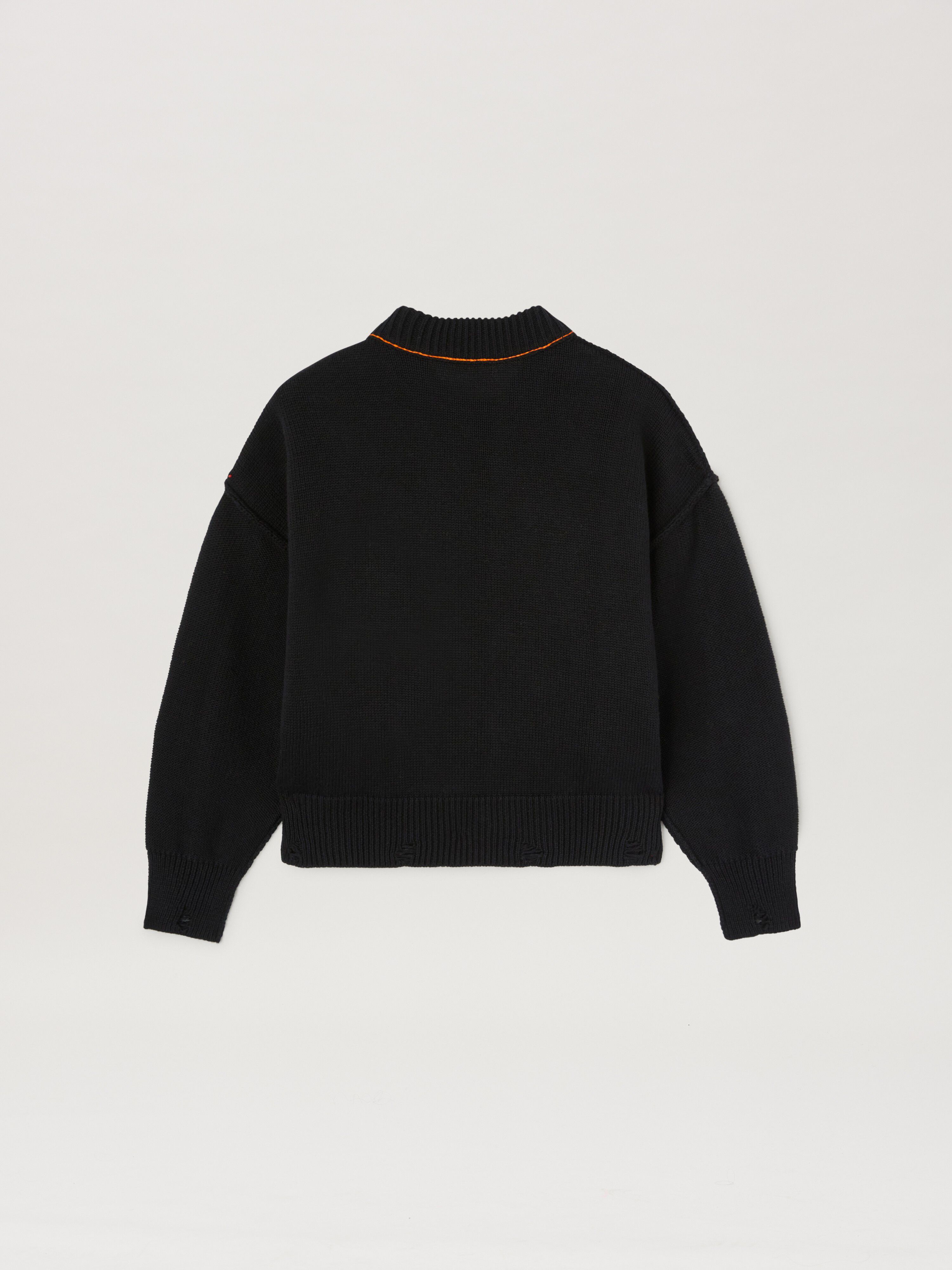 PALM ANGELS  Shark embroidered knit sweater BLACK ORANGE PBHE002S25KNI001