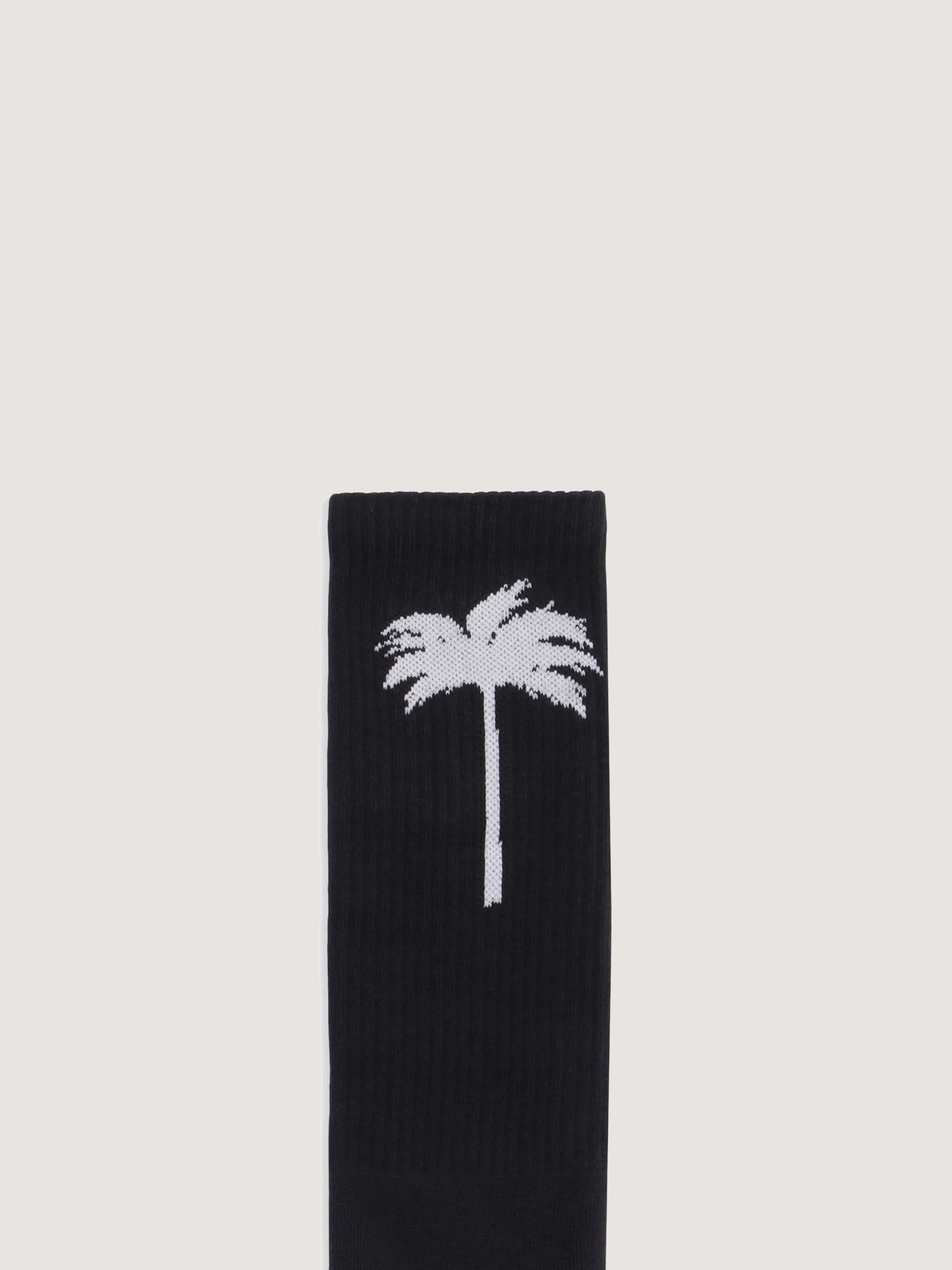 PALM ANGELS Palm Tree Logo Socks BLACK WHITE PMRA001C99FAB003
