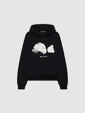 PALM ANGELS Spray Broken Bear Hoodie Black/White PMBB17DT26FLE002