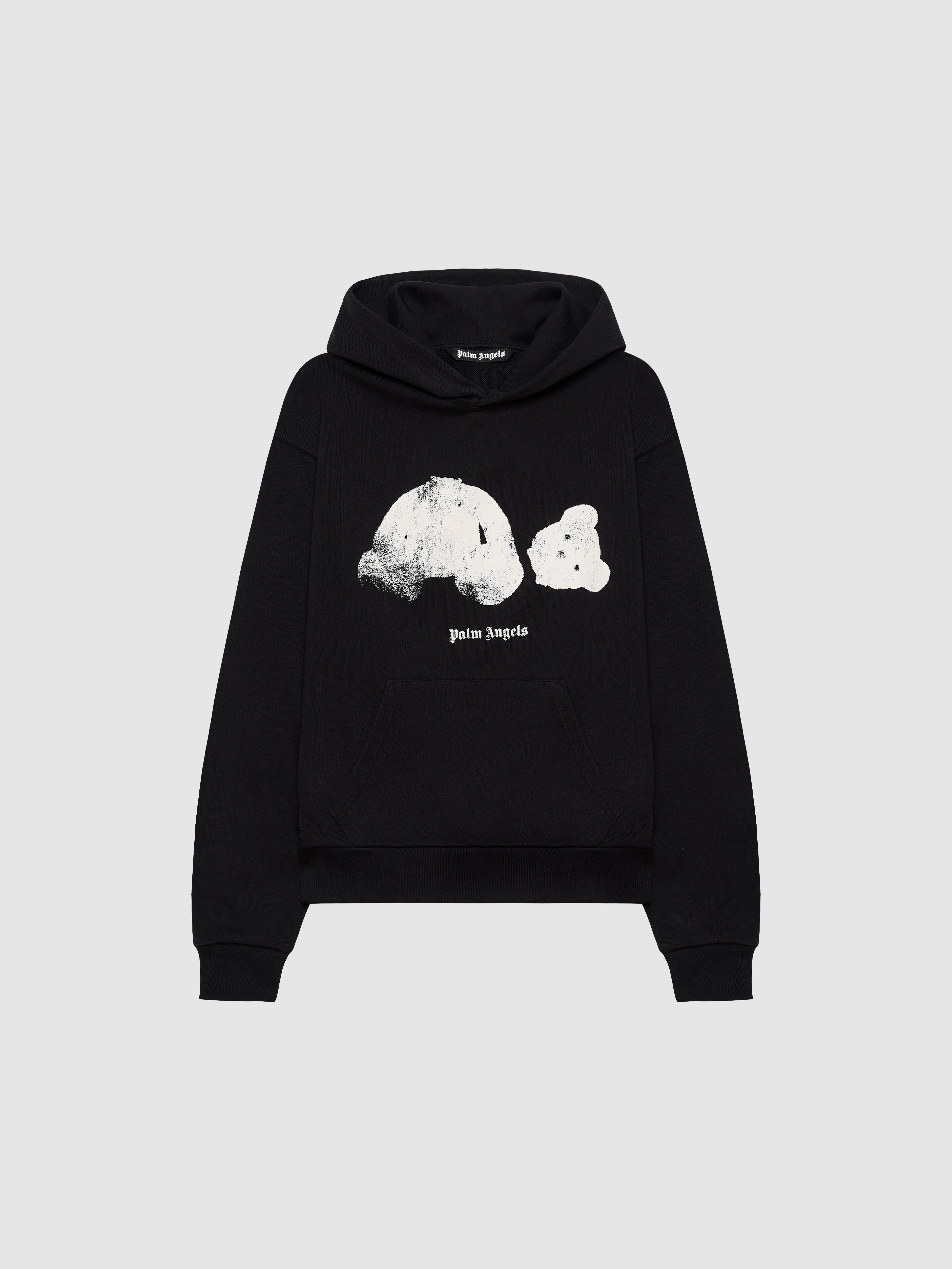 PALM ANGELS Spray Broken Bear Hoodie Black/White PMBB17DT26FLE002