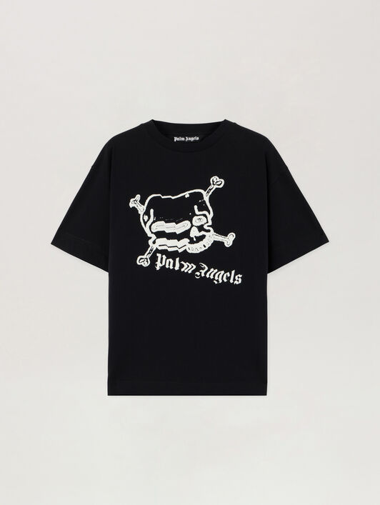 PALM ANGELS Skull T-Shirt BLACK OFF WHITE PMAA109S26JER004