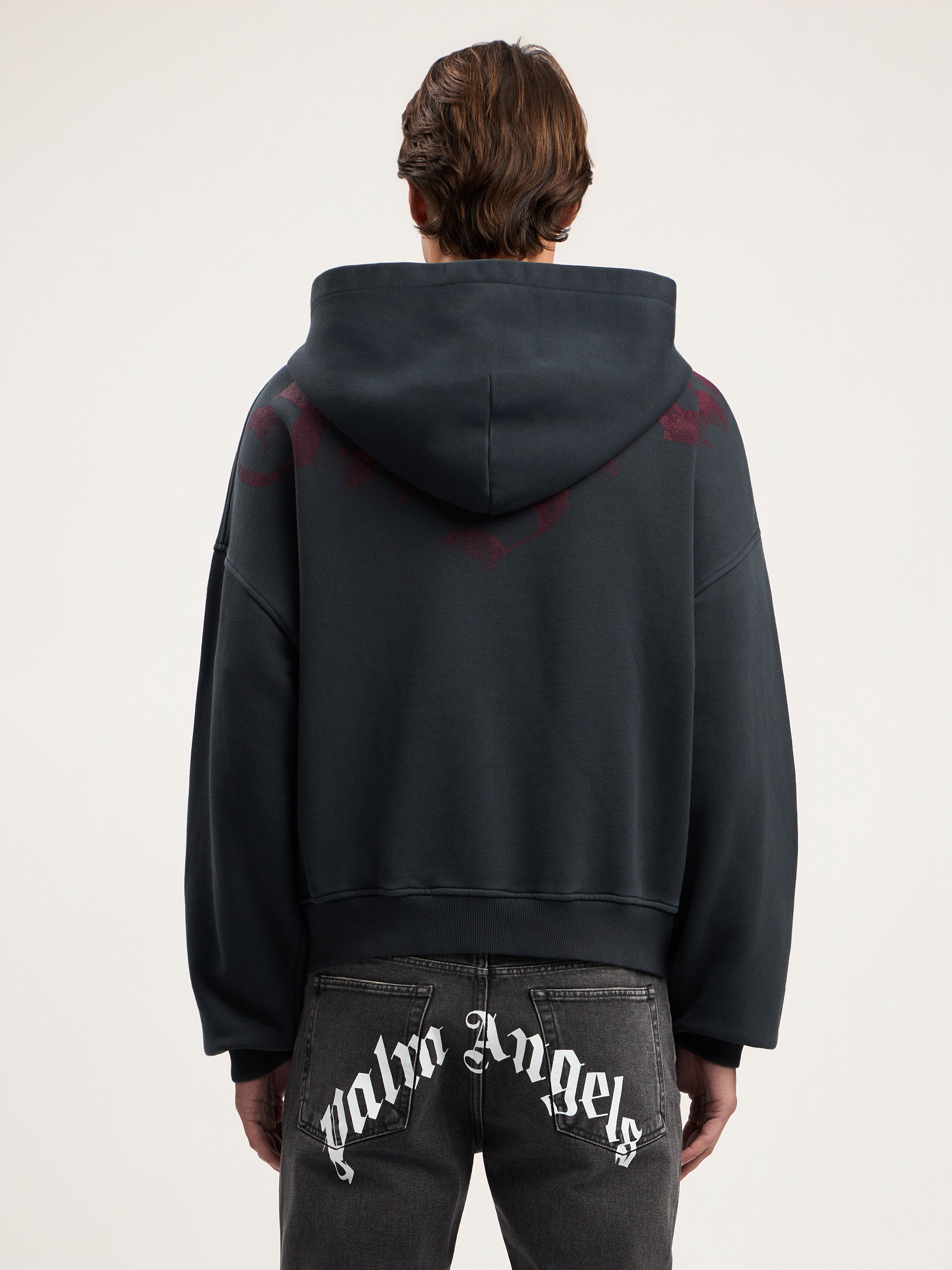 PALM ANGELS Big Neck Logo Zip Hoody BLACK BURGUNDY PMBE02FS26FLE001