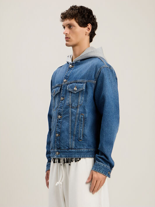 Curved Logo Denim Jacket PALM ANGELS Curved Logo Denim Jacket MEDIUM BLUE MELANGE GREY PMYE05CS26DEN005