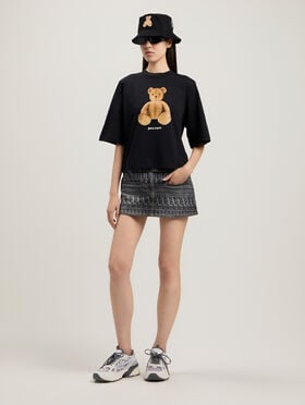 PALM ANGELS Bear Boxy T-Shirt BLACK BROWN PWAA079S26JER006