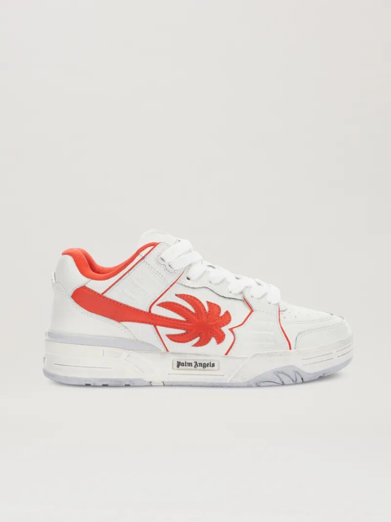 PALM ANGELS  Washed Venice Sneaker WHITE - CORAL RED PMIA101S25LEA002