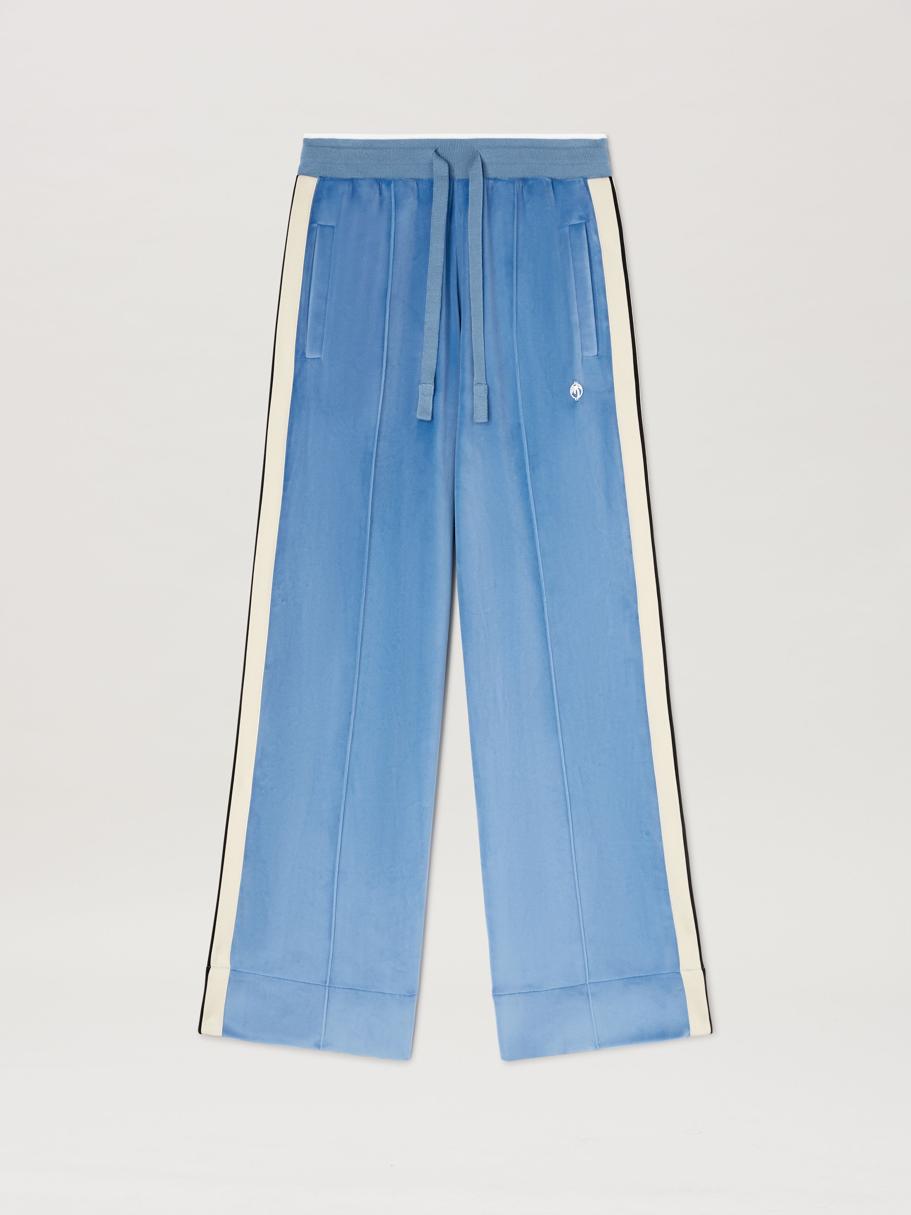 PALM ANGELS  Oval Palm Chenille Track Pants LIGHT BLUE - OFF WHITE PWCJ033S25FAB001
