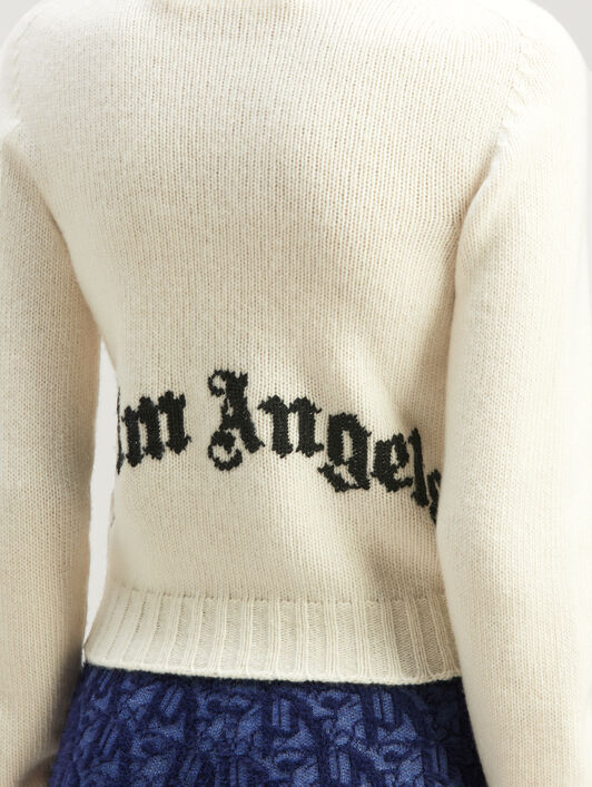 Curved Logo Sweater PALM ANGELS Curved Logo Sweater OFF WHITE BLACK PWHE051C99KNI001