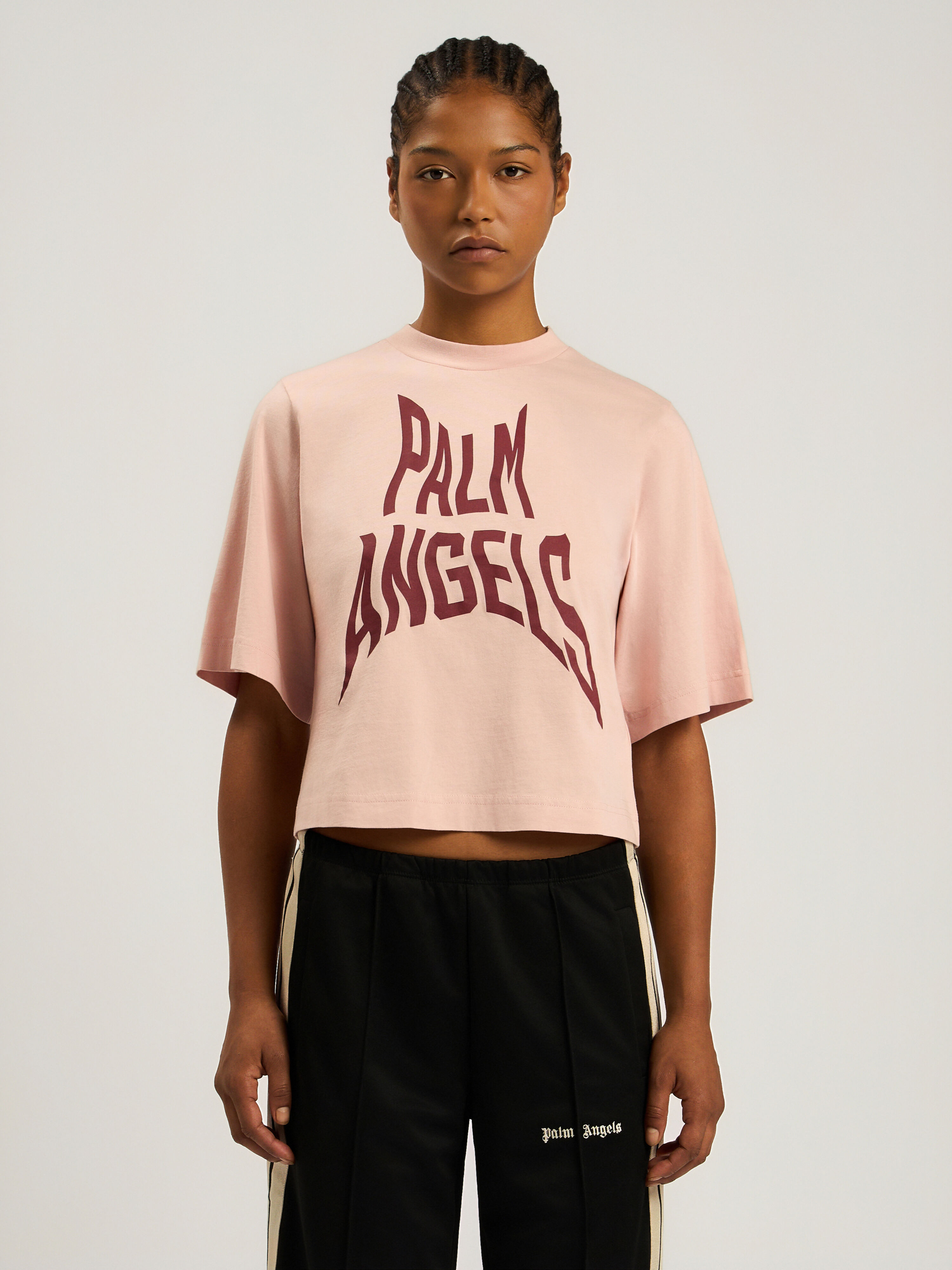 Palm Distorted Boxy T-Shirt in ROSE PINK - BRICK RED for Women