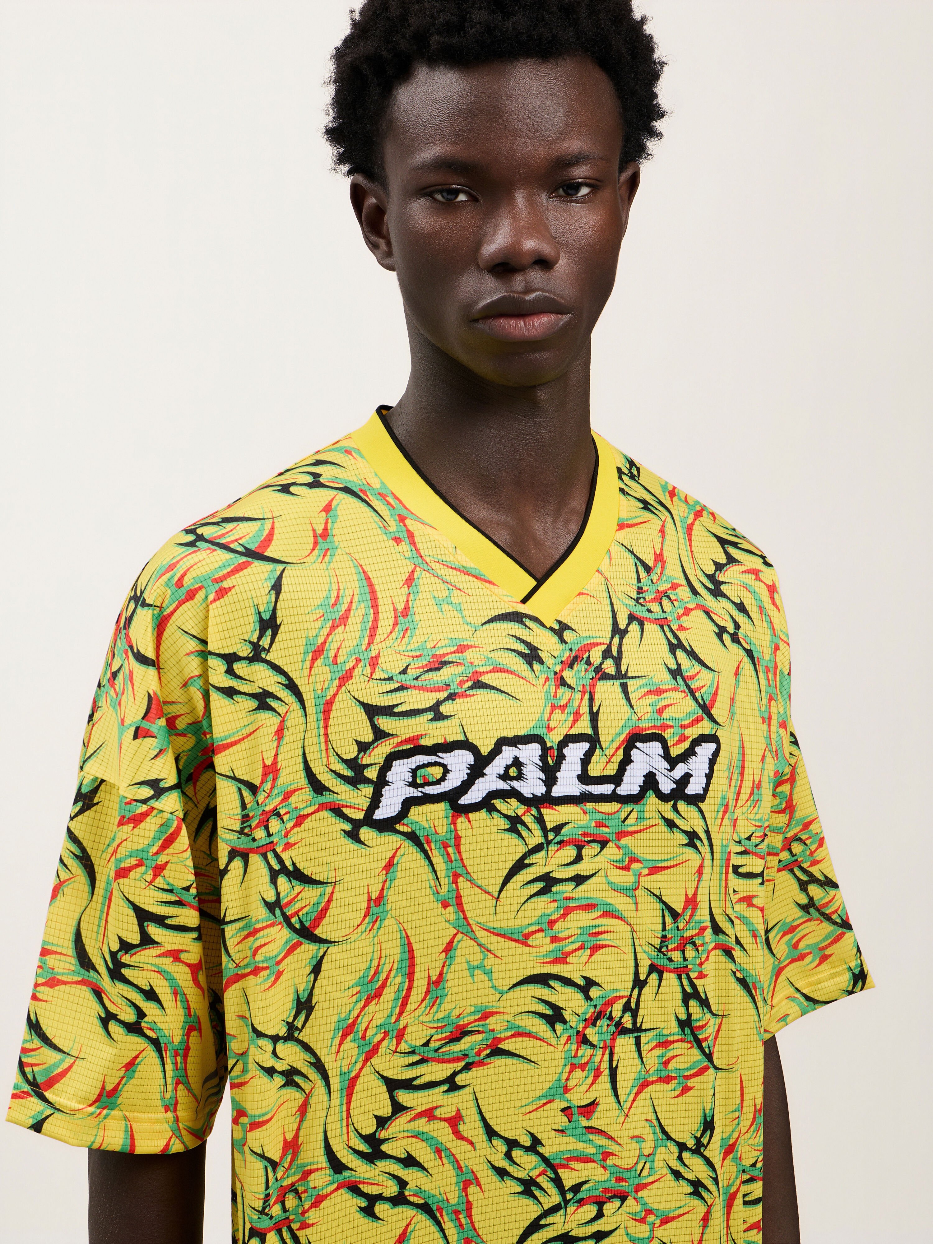 PALM ANGELS Tribal Allover Palm Sport T-Shirt YELLOW OFF WHITE PMAA10NS26FAB001