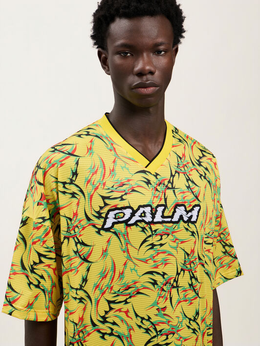 Tribal Allover Palm Sport T-Shirt PALM ANGELS Tribal Allover Palm Sport T-Shirt YELLOW OFF WHITE PMAA10NS26FAB001
