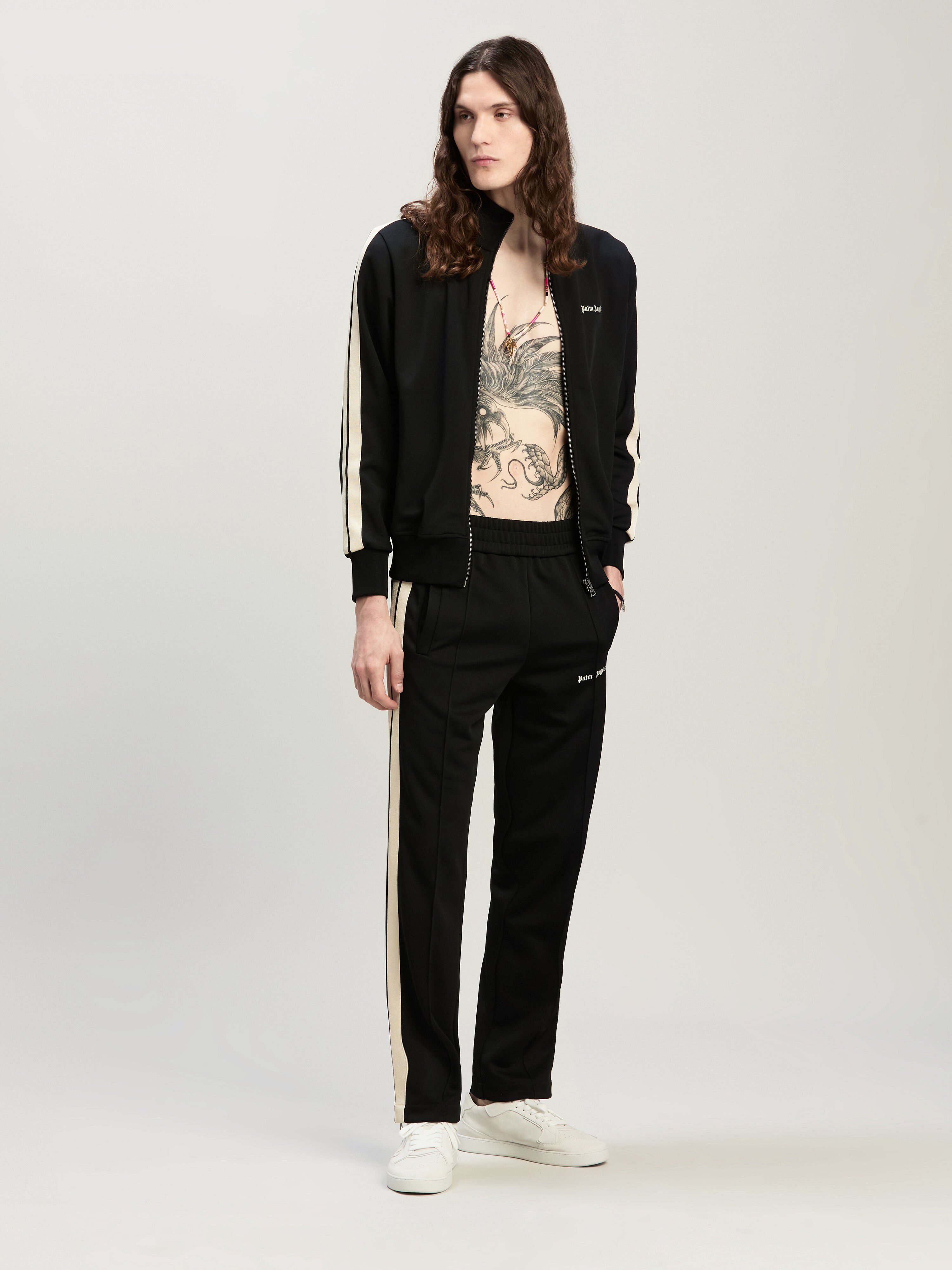 PALM ANGELS  Embroidered Logo Track pants NERO OFF WHITE PMCJ020C99FAB002