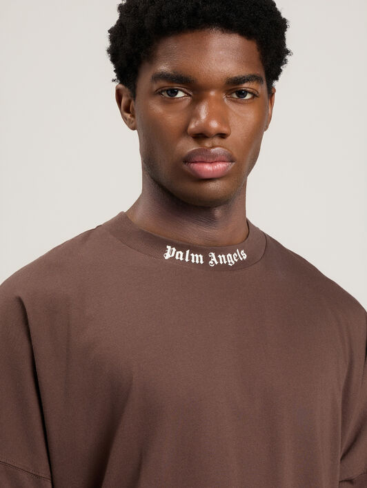 PALM ANGELS Classic Logo Over T-Shirt BROWN OFF WHITE PMAA10BS26JER001